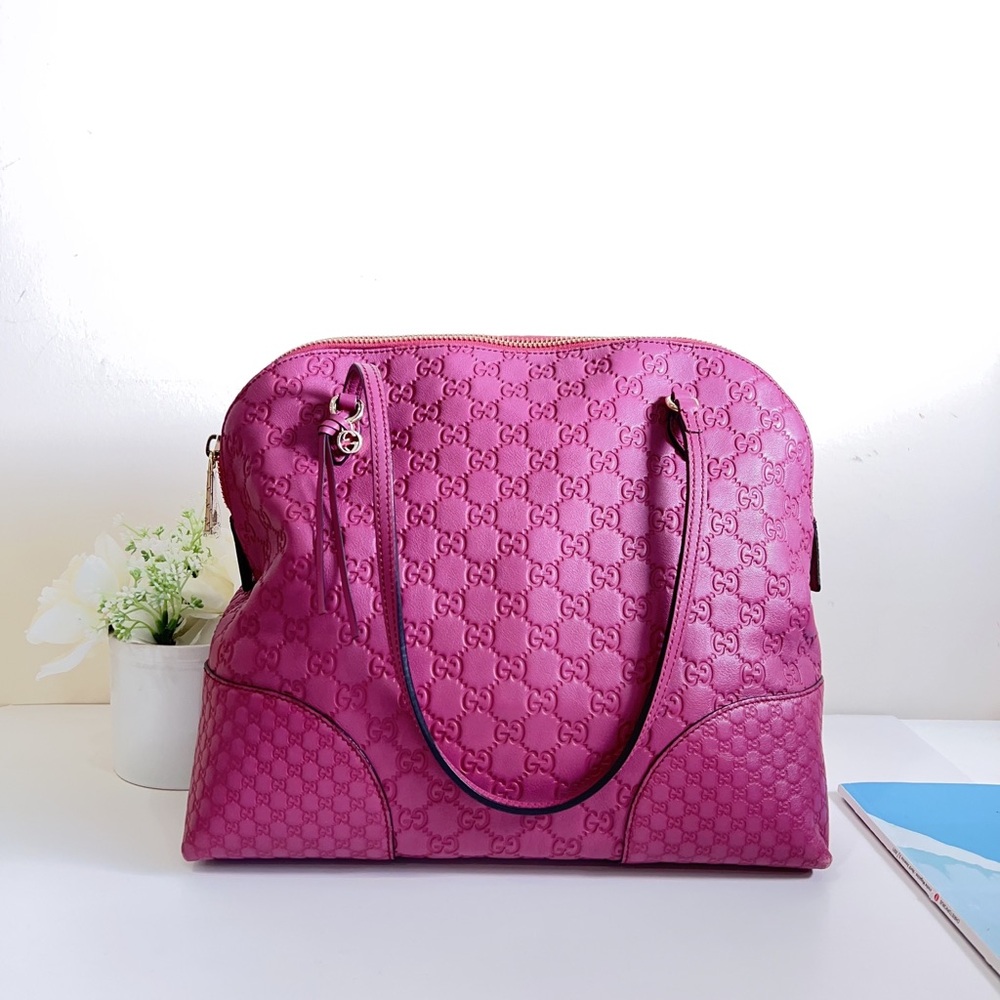 Gucci Guccissima Signature Medium Bree Shoulder Bag Peonia